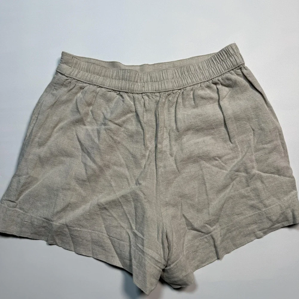 Abercrombie & Fitch Shorts Womens Small Beige Linen Blend Elastic Waist Chino